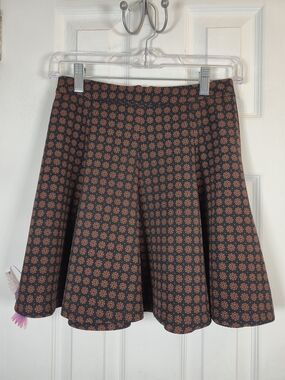 Lush Boho Geometric Print Flare Mini Skirt Festival Boho Cottagecore Size S